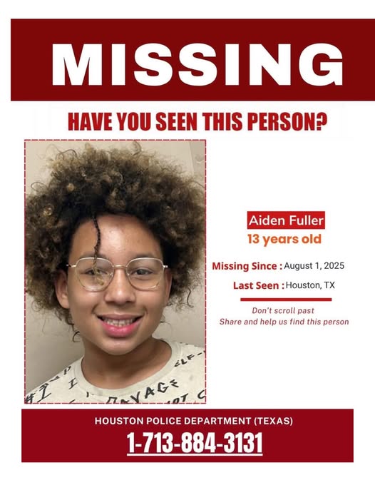 Urgent Missing Person Alert: 13-Year-Old Aiden Fuller from Houston, Texas